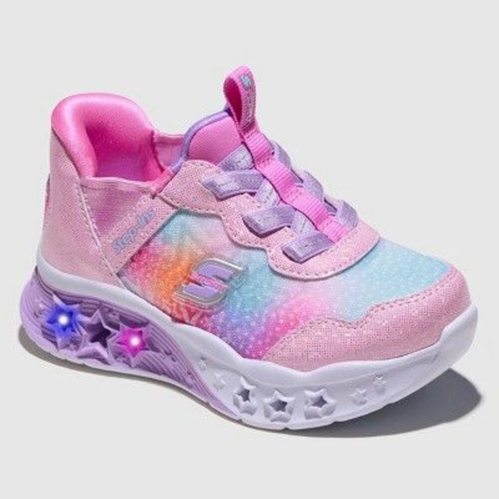 Skechers Girls' Pink Rainbow Light-Up Athletic Sneakers